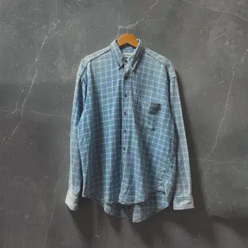 L.L.Bean 체크 BD 셔츠 캐나다제 인디고 블루 코튼