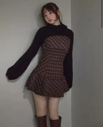 ANDMARY 룰루 체크 세트 미니 드레스 안드마리