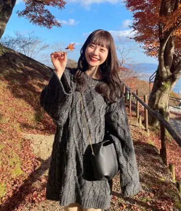 [ 미사용 새상품 ] 케이블 짜임 니트 원피스 차콜 그레이