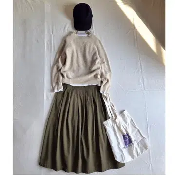 그랑마마도터 플리츠 롱 스커트 카키