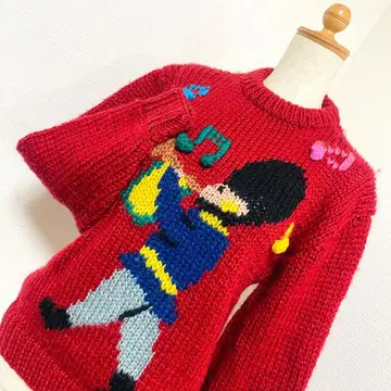 쇼와 레트로 빈티지 구제 의류 취주악대 폼폼 오버 사이즈 니트 스웨터