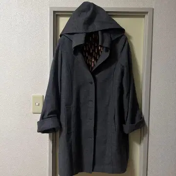 피코네 후드 부착 울 코트 40