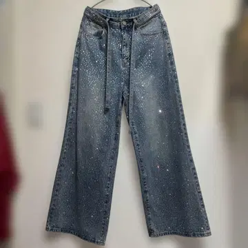 Argueculture 데님 라메 스톤 팬츠 워시드