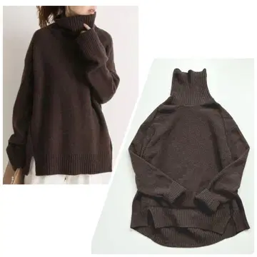 프레임워크 울 캐시미어 터틀 롱 풀오버 브라운 계열