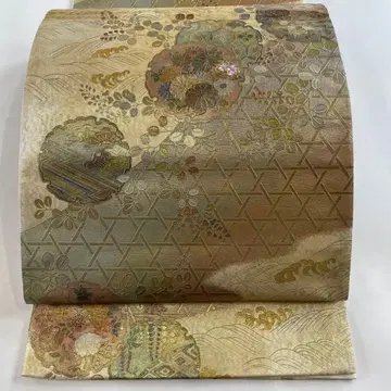 육통 후쿠로 오비 눈꽃 문양 초화 금은채 나전 길상 패턴
