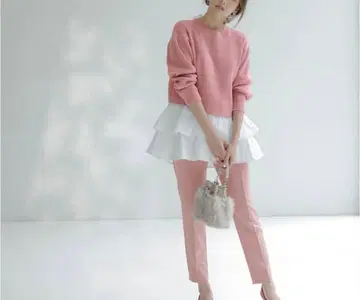 JUSGLITTY 미카 씨 콜라보 니트 블라우스 SET