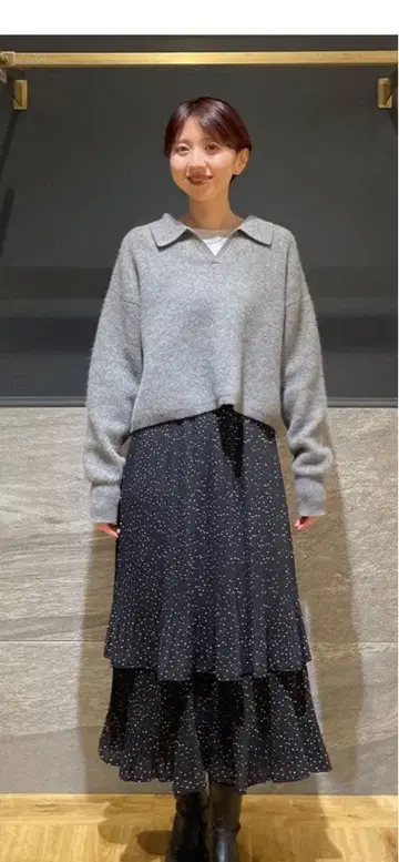 A part by 호소 플리츠 캉캉 스커트 신색 도트 무늬 새상품