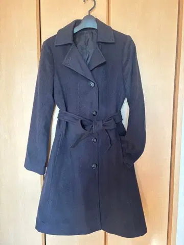 COMME CA DU MOD 캐시미어 혼방 다크 네이비 코트 벨트 포함