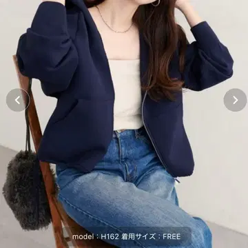 니트 지퍼 후디 블루종