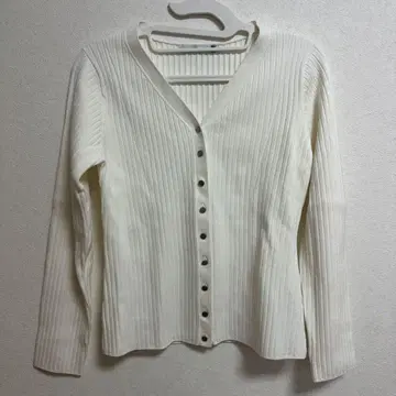 [미사용 새상품] overE 와이드 리브 니트 가디건: 화이트 96
