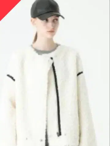 리버서블 보아 숏코트 화이트 가죽 에코퍼 푸들 시어링