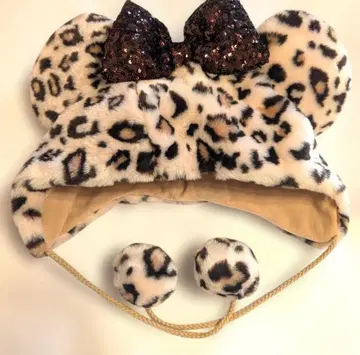 [ 새상품급 ] 미니 팬캡 레오파드 무늬 브라운/스팽글 리본