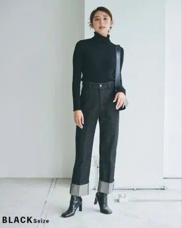 롤업 데님 BASEMENT online BLACK SP 사이즈