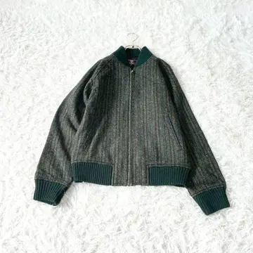 Town & Country 스탠드 카라 트위드 스트라이프 자켓 M