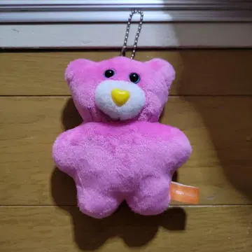 핑크 곰 모양 봉제 인형 체인 포함