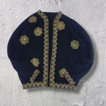 90s 자수 디자인 자켓 블랙 숏 기장 페어리 그런지