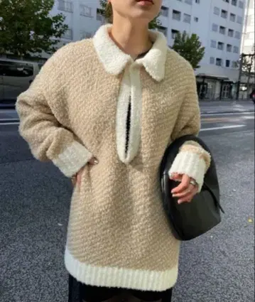 MIX FEATHER SKIPPER KNIT TOP ameri