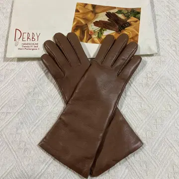 미사용 새상품 DERBY 브라운 가죽 롱그로브 캐시미어 수입제