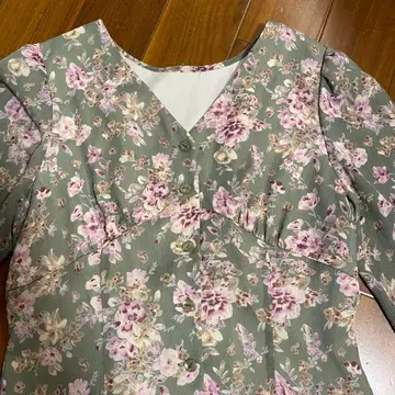 마이 스트라다 장미 패턴 롱 원피스