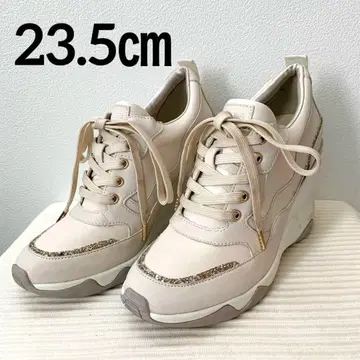 새상품급 +diana 베이지 23.5cm 웨지 스니커즈 라메 장식 신발