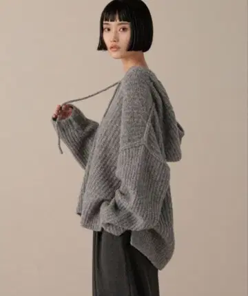 멜란지 후드 니트 풀오버 [ 로리즈팜 ]