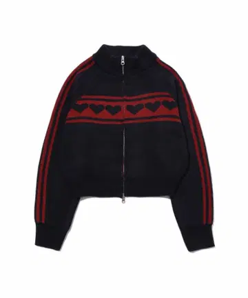 하트 트랙 니트 ZIP + 플리츠 데님 스커트