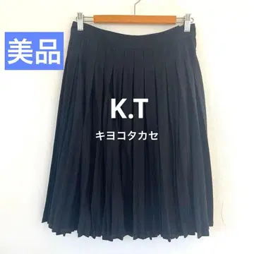새상품급 K.T 키요코 타카세 플리츠 스커트 울 블랙 9호 M 사이즈