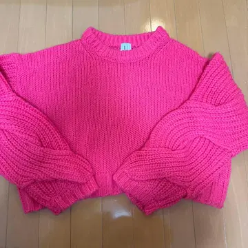 U by SPICK&SPAN 핑크 케이블 짜임 니트 스웨터