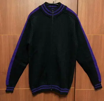 BEAMS 빔즈 집업 스웨터 블랙 x 보라색