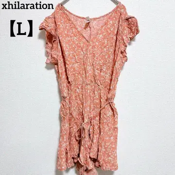 엑스힐레이션 꽃무늬 프릴 소매 올인원 [ L ] 오렌지