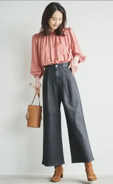 LOUNIE 루니 턱 와이드 데님 팬츠