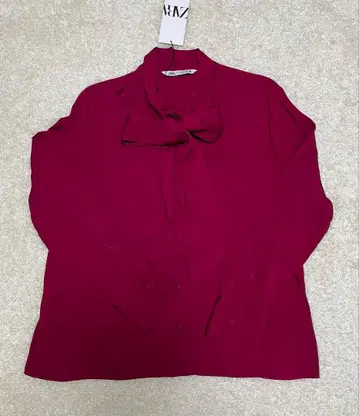 ZARA 보타이 블라우스 와인 레드 미사용 새상품 XL
