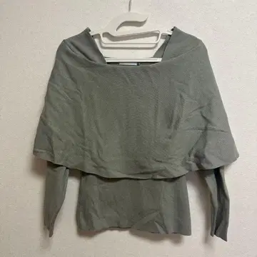 [ 미사용 새상품 ] overE 케이프 니트탑: 세이지 그린 96