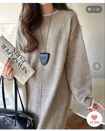 classicalelf 배색 니트 원피스 긴팔 롱