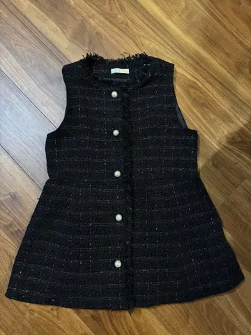 RIVIETTA 블랙 체크 무늬 니트 베스트