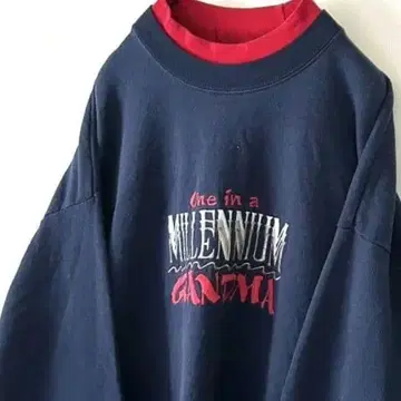 밀레니엄 그랑마 자수 맨투맨 트레이닝복 2X 네이비 구제 의류