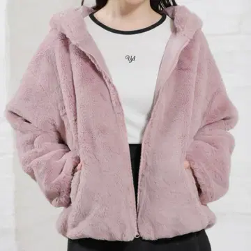 Honeys 허니즈 아우터 후드 부착 퍼 블루종 라벤더