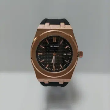 PIN TIME 쿼츠 손목시계 로즈 골드/블랙