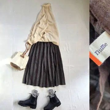 팔라스 팰리스 nume 누메 울 린넨 스트라이프 스커트