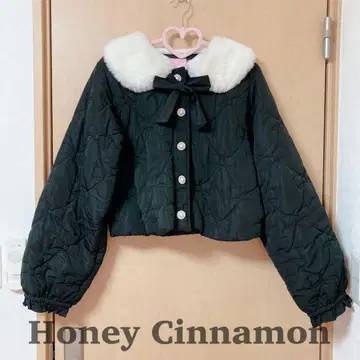 Honey Cinnamon 다운 자켓 코트 블랙 지뢰 양산형