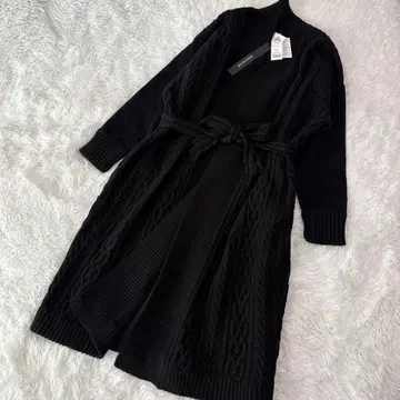 [택 포함 새상품] 미즈이로 인드 롱 코트 가디건 니트 리본