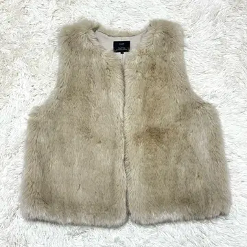 새상품급 23구 퍼 베스트 빅 사이즈 44 베이지 인조 모피