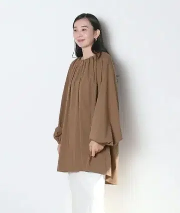 meri 미일리 개더 튜닉 블라우스 브라운 새상품