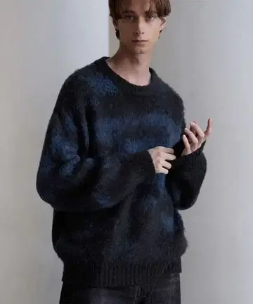 [ CLEL ] 알파카 블렌드 샤기 니트 블랙 계열 XS