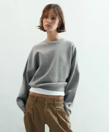 ZARA 무지 니트 스웨트 셔츠 S 그레이