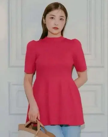 시착만 한 상품 셀퍼드 하프 슬리브 페플럼 니트 풀오버