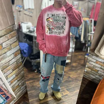 핑크 오버 사이즈 맨투맨 트레이닝복 L 산타 호러 아메카지