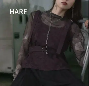 컨디션 최상 HARE 하레 2WAY 빈티지 자카드 뷔스티에 베스트 벨트