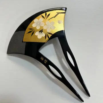 앤티크 작가 금 마키에 벚꽃 패턴 헤어콤 기모노 스키 구락부 409