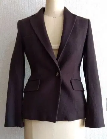 울 100% 다크 브라운 테일러드 자켓